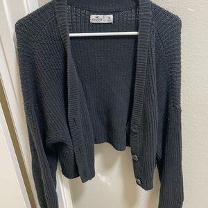 Women’s Hollister Cropped Grey Cardigan Size Medium Preppy